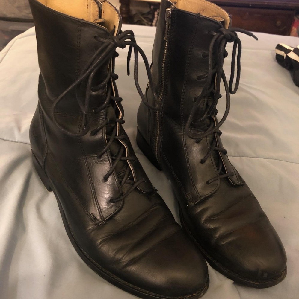 Frye Black Lace Up Boots